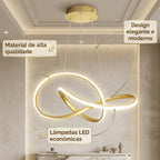Lustre de Teto LED Moderno Dourado Led 35w Bivolt 3 Cores Em 1 Sala De Jantar Nó Nórdico Luxuoso