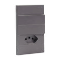 Tomada Modular 10A 110V Interruptor Unipolar Bipolar Cinza Preto Galvanizado Placa 4x2 Alumínio