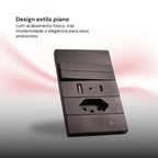 Tomada Modular 10A 110V Carregador USB C A Interruptor Unipolar Bipolar Preto Placa 4x2 Alumínio
