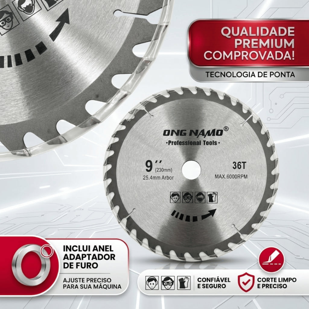 Disco de Serra Circular Profissional 9 polegadas 230mm 36 dentes Corte para Madeira MDF DryWall