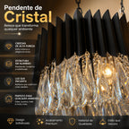 Lustre Cristal K9 Gotas Preto Fosco Pendente Moderno E14 Sala de Estar Bivolt