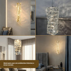 Lustre Pendente Led Prateado XLX 25cm 45cm Teto Cristal Luxuoso Moderno Três Cores Bivolt 127/220v