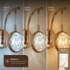 Arandela Parede Saturno Globo Cristal Bolhas Dourada XLX LED Moderno Luxo Brilhante Criativo