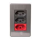 Tomada Modular 4X2 10A 20A Aço Escovado Cinza Monte a Sua USB Placa Interruptor Bipolar Unipolar