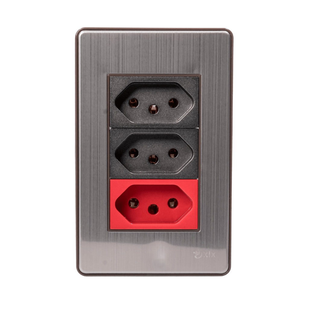 Tomada Modular 4X2 10A 20A Aço Escovado Cinza Monte a Sua USB Placa Interruptor Bipolar Unipolar