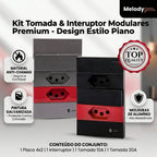Tomada Modular 10A 110V 20A 220V Interruptor Unipolar Bipolar Cinza Preto Galvanizado Placa 4x2