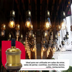 Pendente Teto Vintage Retrô Dourado Soquete E27 Bivolt Luminária