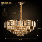 Lustre Pendente Cristal Moderno Sala de Jantar Luxo E14 Bivolt Cabo Ajustável