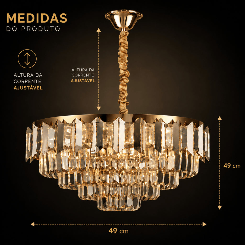 Lustre Pendente Cristal Moderno Sala de Jantar Luxo E14 Bivolt Cabo Ajustável