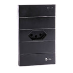 Tomada Modular 10A 110V Duas Tomadas Melody XLX Cinza Preto Galvanizado Placa 4x2 Alumínio