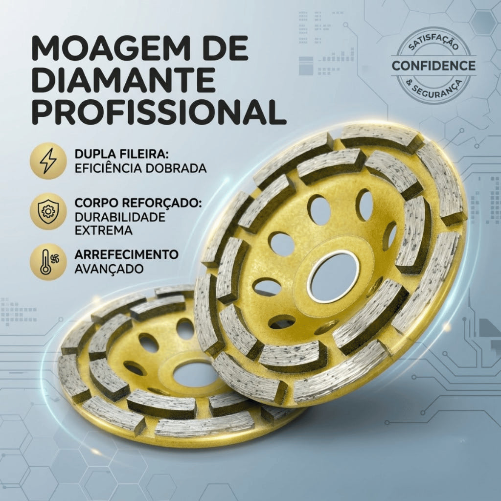 Disco de Desbaste Diamantado Segmentado 115 mm 4.5 Polegadas Profissional Concreto Granito Mármore