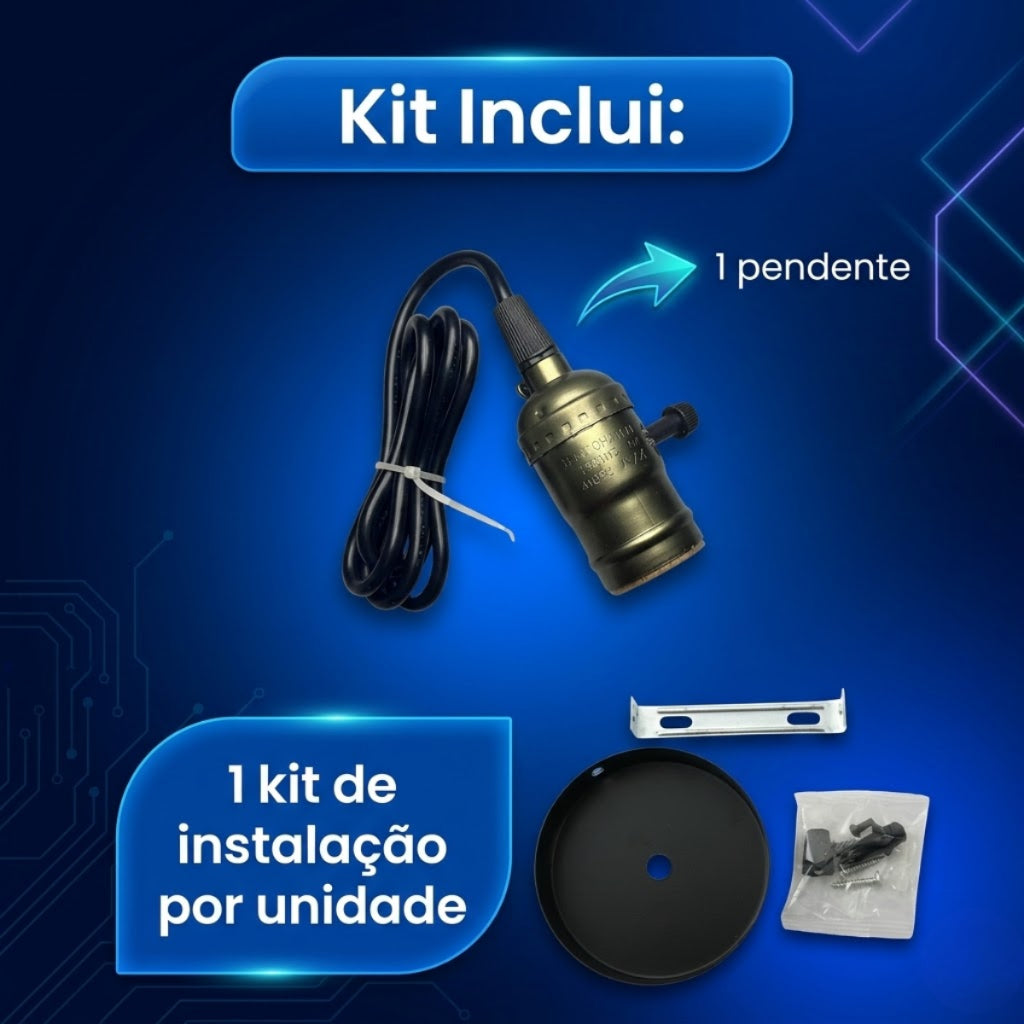 Pendente de Teto Metal Lâmpada E27 Verde Antigo Led Retrô Industrial Bivolt