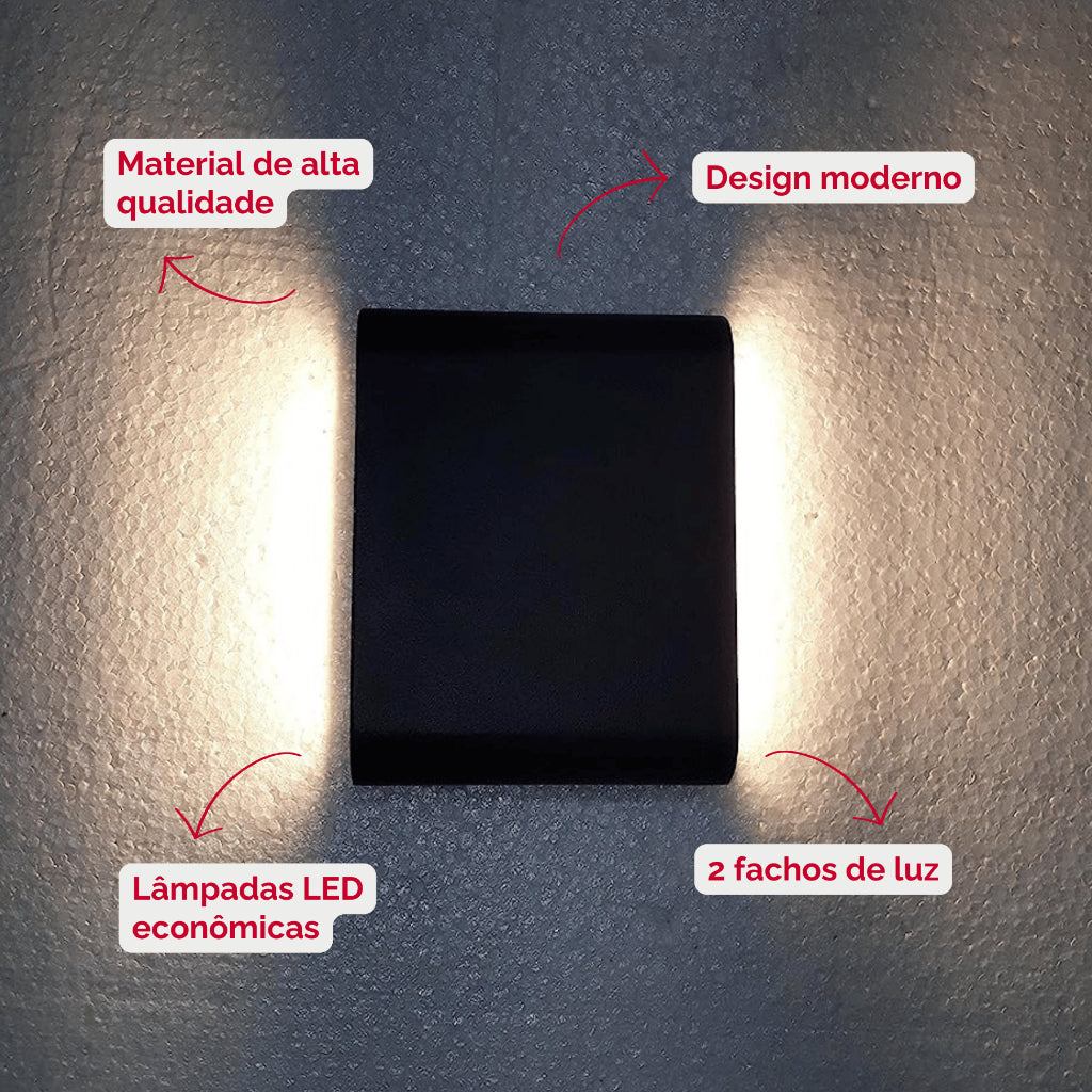 Arandela de Parede Preta LED 5W IP66 A Prova d'Água Vários Modelos Decoração Externa Branco Quente