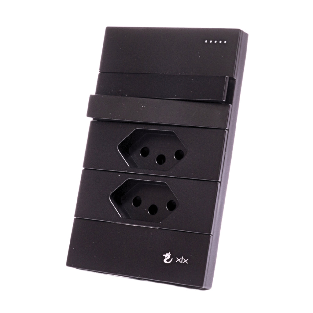 Tomada Modular 10A 110V Interruptor Unipolar Bipolar Cinza Preto Galvanizado Placa 4x2 Alumínio