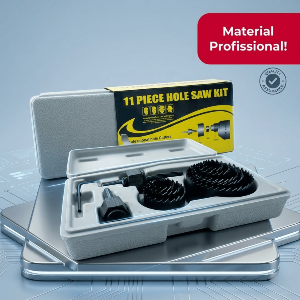 Kit 11 Peças Serra Copo Profissional Para Madeira Gesso Plástico Com Maleta Estojo Cortes Precisos