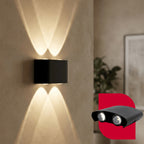 Arandela de Parede Preta LED 5W IP66 A Prova d'Água 4 Fachos de Luz Decoração Externa Branco Quente