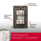 Placa 4x2 Metal Escovado Chumbo Fusion Pro XLX - Com 2 Tomadas 10A 110V 2P+T Padrão Brasileiro