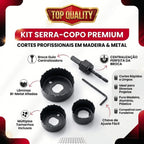 Kit Serra Copo Circular Profissional 6 Peças 25mm a 54mm Furadeira Para Madeira Gesso Drywall PVC
