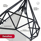 Pendente Teto Aramado Diamante Geométrico E27 Preto Estilo Industrial