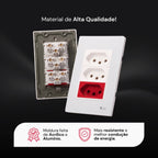 Tomada Modular Tripla 10A 20A 110V 220V Placa Preta Acrílico Espelhada Alumínio Moderna Innova XLX