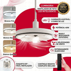Ventilador de Teto Lâmpada Soquete E27 Luz Led Ajustável Controle Remoto Bivolt Verão 4 Velocidades