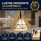 Pendente Teto Aramado Diamante Geométrico E27 Preto Estilo Industrial