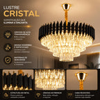 Lustre de Cristal Moderno Luxo Redondo Sala de Jantar E14 Bivolt Altura Ajustável 3 Cores