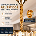 Lustre Pendente Cristal Moderno Sala de Jantar Luxo E14 Bivolt Cabo Ajustável