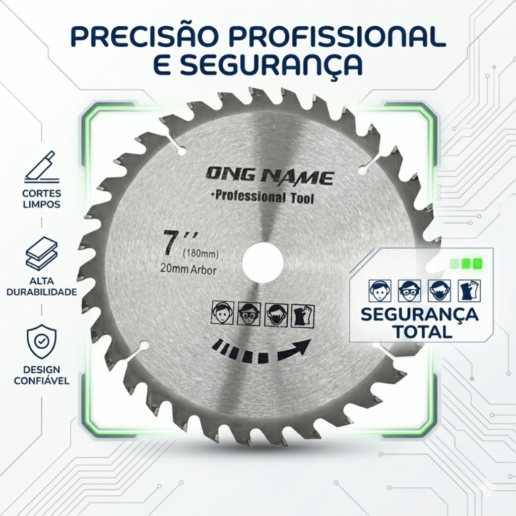Lâmina de Serra Circular Profissional Disco para Madeira 7 Polegadas 180mm 36 Dentes Furo Universal