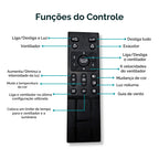 Plafon Ventilador de Teto LED 3 Cores Com Controle Remoto Estilo Industrial Preto Silencioso Bivolt