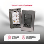 Tomada Modular 4X2 10A 20A Aço Escovado Cinza Monte a Sua USB Placa Interruptor Bipolar Unipolar