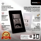 Tomada Modular Acrílico Branca Preto USB Placa ACRÍLICO Tomada 10A Interruptor 4X2 Bipolar Unipolar