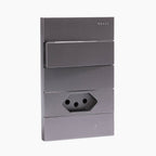 Tomada Modular 10A 20A Acrílico Cinza Monte Sua USB Placa Alumínio Interruptor 4X2 Bipolar Unipolar