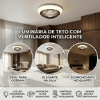 Ventilador de Teto Lâmpada Embutir Luz Led Ajustável Controle Remoto Bivolt Verão 6 Velocidades