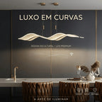 Lustre Pendente LED 60W Moderno Ondulado Dourado Sala Quarto 3 Cores Bivolt Branco Neutro Quente