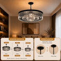 Lustre Cristal K9 Redondo Moderno Pendente Luxo Sala de Jantar E14 Bivolt Corrente Ajustável Preto