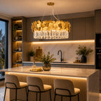 Lustre Moderno Cristal K9 Dourado Premium Pendente Luxo E14 Bivolt Sala de Estar e Jantar