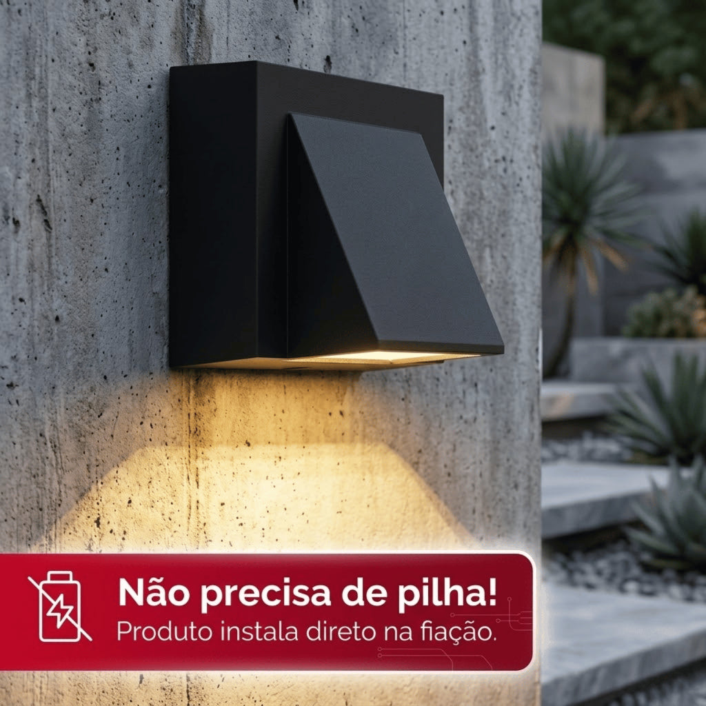 Arandela Luz De Parede IP66 Branco Quente Alumínio Preta XLX LED ambientes internos e externos
