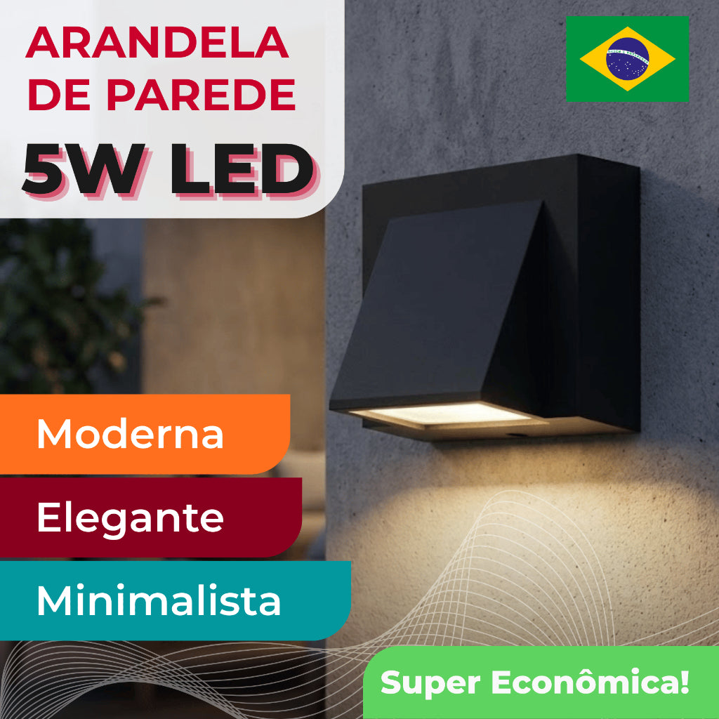 Arandela Luz De Parede IP66 Branco Quente Alumínio Preta XLX LED ambientes internos e externos