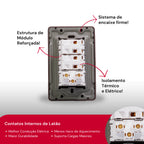 Interruptor de Parede Tomada 10A 110V Carregador USB C Placa 4x2 Alumínio Escovado Unipolar Bipolar