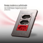 Tomada de Parede 110V 220V 10A 20A Aço Escovado 4X2 Fusion Pro XLX Placa Interruptor Luxuoso Moderno