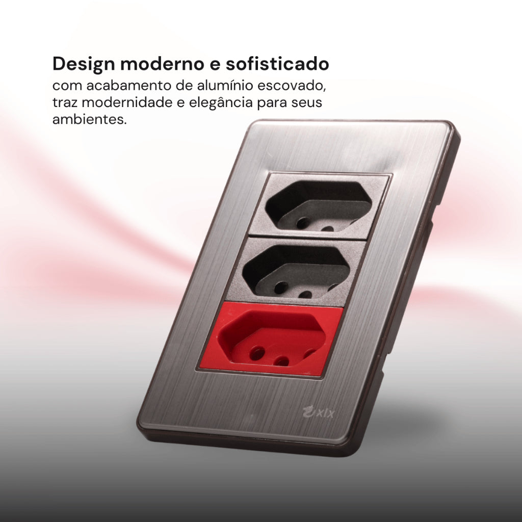 Tomada de Parede 110V 220V 10A 20A Aço Escovado 4X2 Fusion Pro XLX Placa Interruptor Luxuoso Moderno