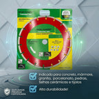Disco Diamantado Segmentado de Corte 230 mm Seco Úmido Profissional Bloco Concreto Granito Mármore
