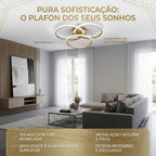Lustre 3 Anéis Dourado 60w Luminária LED Design Moderno Led 3 Cores Bivolt Luz Branco Neutro Quente