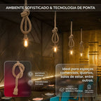 Pendente Corda Marrom 1m Lustre Retrô E27 Bivolt Teto Decoração