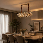 Lustre Pendente Cristal K9 Fumê Retangular Moderno Luxo Sala de Jantar E14 Bivolt Dourado