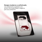 Tomada Modular Dupla de Parede 10A 110V 20A 220V Placa Preta de Acrílico Espelhado Innova XLX