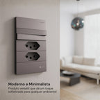 Tomada Modular 10A 110V Interruptor Unipolar Bipolar Cinza Preto Galvanizado Placa 4x2 Alumínio