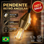 Pendente Dourado Soquete Vintage Retrô Teto Bocal E27 Bivolt Geométrico