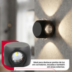 Arandela de Parede Preta LED 5W IP66 A Prova d'Água 4 Fachos de Luz Decoração Externa Branco Quente